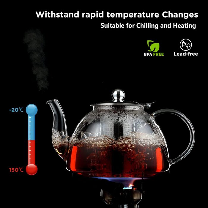 Чайник 1300 мл з ситечком з нержавіючої сталі Ehugos