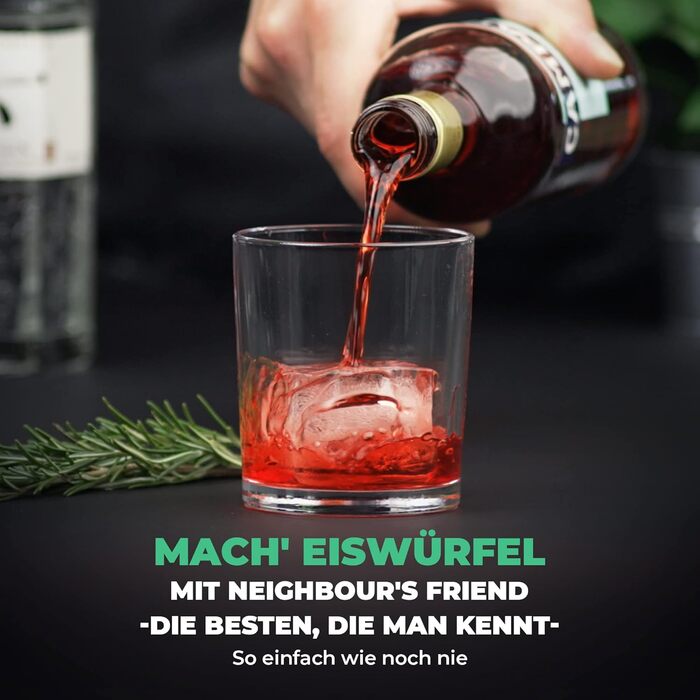 Запатентована кругла форма для льоду Neighbour&39s Friend, 2 шт. - XXL форма для льоду для віскі, рому та коктейлів - 12 кубиків льоду - міцна платиновий силіконова форма для льоду, придатна для миття в посудомийній машині (2 чорні форми для льоду)