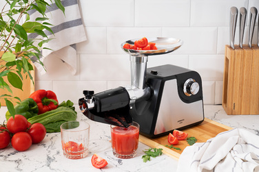ARDESTO М'ясорубка, 1700Вт, продук.-1.6кг/хв, 2 решітки + для ковб., кеббе, насадка для томатів, пластик+метал, чорно-сріблястий