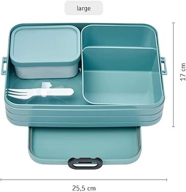 Ланч-бокс з Bento Box - На 4 бутерброди або 8 скибочок хліба - Ланч-бокс для невеликих закусок і залишків їжі - Ланч-бокс для дорослих - Фуд-бокс з відділеннями - (яскравий бузковий, ланчбокс Bento великий TAB)