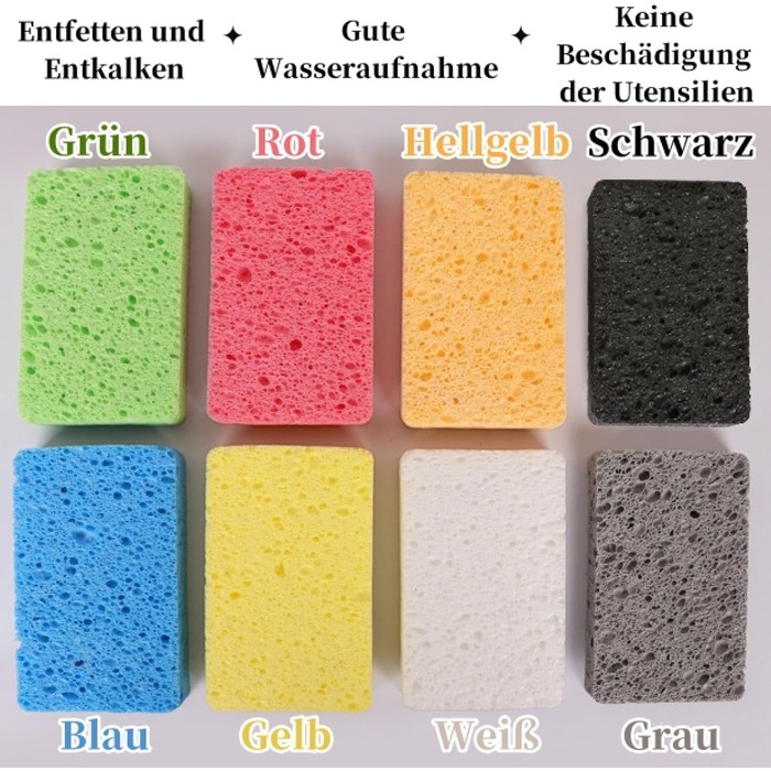 Набор губок для мытья посуды 8 шт 7 х 11 х 2 см черный Dawwoti