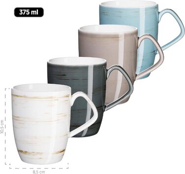 Серія MSER 931448 Derby, преміальний набір посуду з квадратними тарілками для 4 осіб гастрономічної якості, сучасний комбінований сервіз із 16 предметів у яскравих пастельних тонах, міцна порцеляна (комбінований сервіз)