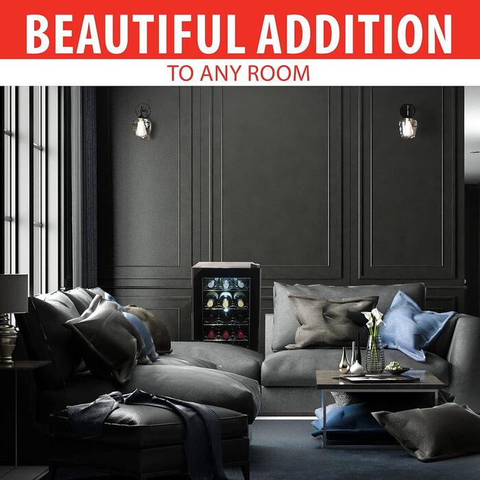 Винний холодильник до 18 пляшок чорний alpina