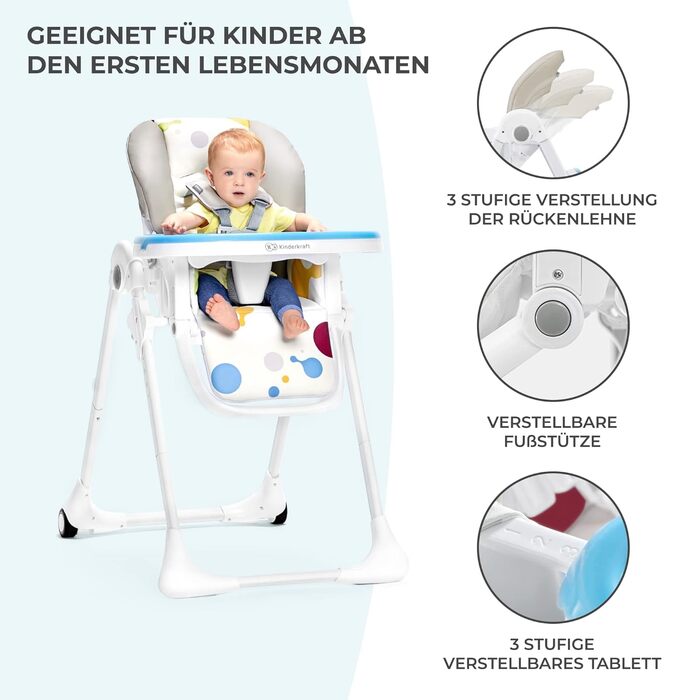 Дитячий стільчик для годування з перших місяців життя YUMMY kk Kinderkraft