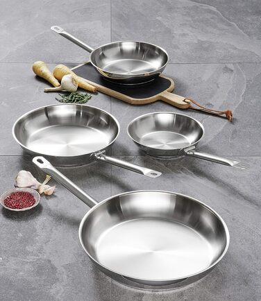 Сковорода Gastrosus Industar, нержавіюча сталь, срібло, (28 см)