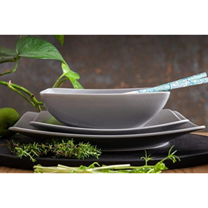 Набор посуды konsimo на 12 персон Набор тарелок EPIRI Modern 36 предметов Столовый сервиз - Сервиз и наборы посуды - Комбинированный сервиз 12 персон - Сервиз для семьи - Посуда тарелки (серая, на 12 персон)