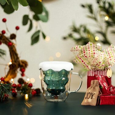 Різдвяний скляний кухоль 300 мл з кришкою та ложкою, стиль 10 Syfunlv