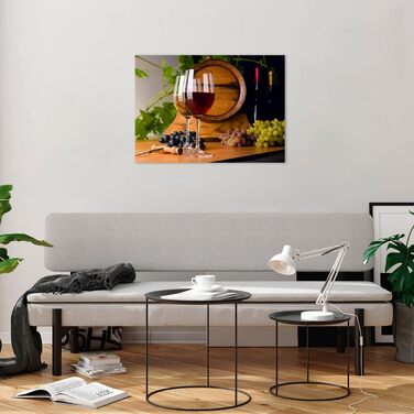 Настінні картини декор вітальні бочка з алкоголем пляшки з напоями картини на склі 120x80 см скляна картина спальня декор кухні настінне мистецтво друк мистецтва великий XXL настінна декорація картина зі скла сучасний GAA120x80-2238 (70Д x 50Ш см)