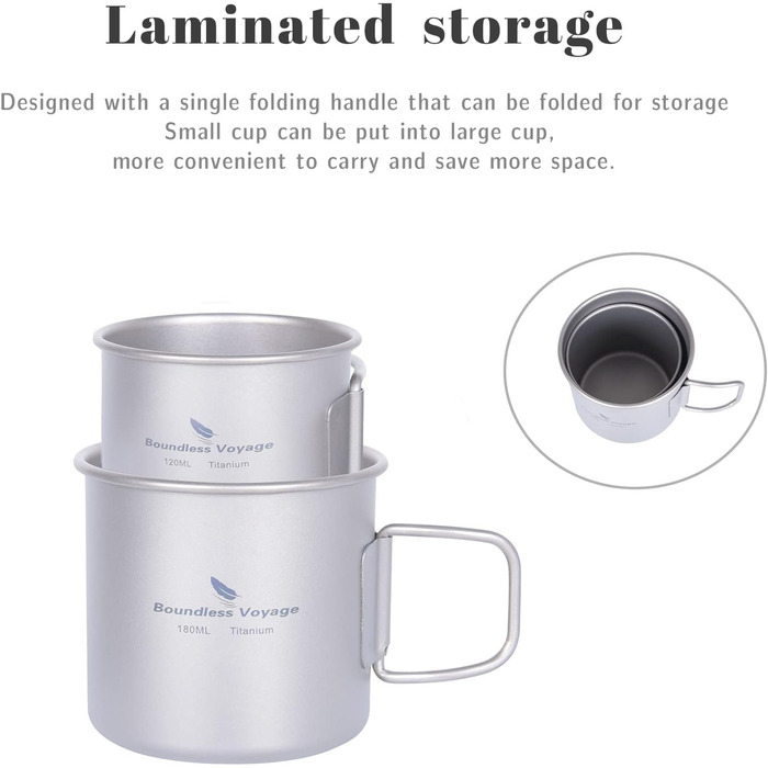 Титановий кемпінговий кухоль 2 шт. Boundless Voyage