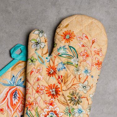 Рукавички для духовки Maison d&39 Hermine, Прихватки для каструль, 100 бавовна, термостійкі кухонні рукавички, рукавички для духовки (19 x 33 см) та прихватки для каструль (20 x 20 см) для приготування їжі, Morzine - Рукавички для духовки (19 x 33 см) та 