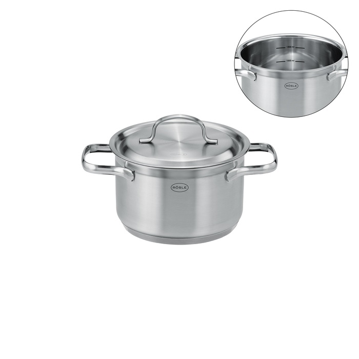 Набір з 3 каструль з кришками, нержавіюча сталь Pureelements Rosle