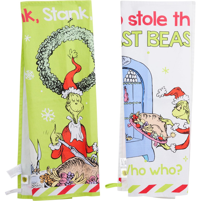 Набір з 2 різдвяних кухонних рушників ‎65 x 65 см The Grinch