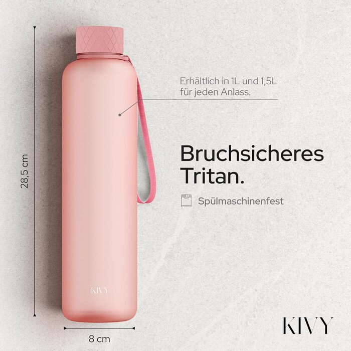 Пляшка для води 1 л тританова, рожева KIVY