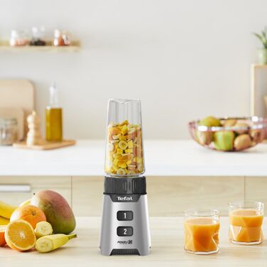 Tefal Блендер стаціонарний Minimix Glass 400Вт, чаша-700мл, ємність для смузі to go, скло, сірий