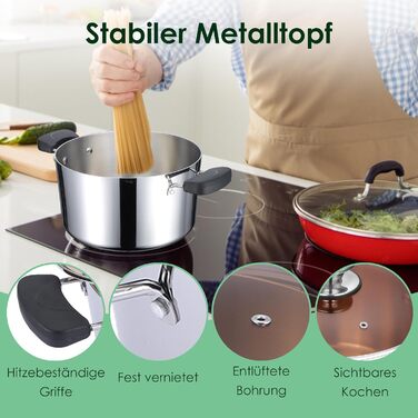 Кастрюля 5 л из нержавеющей стали со стеклянной крышкой 22 см Herogo