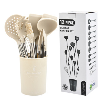 Силіконовий набір кухонного приладдя, 12 предметів, бежевий D L D