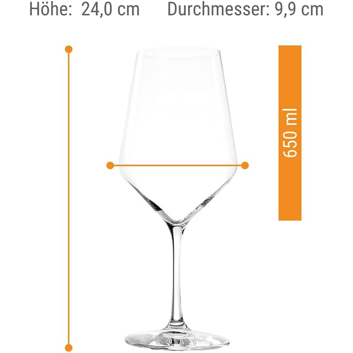 Келихи для білого вина Revolution 365 мл I Набір келихів для білого вина з 6 келихів для благородного кришталю I Келихи для вина Сейф для посудомийної машини I Набір келихів для білого вина ударостійкий I найвищої якості (келихи для червоного вина 650 мл)