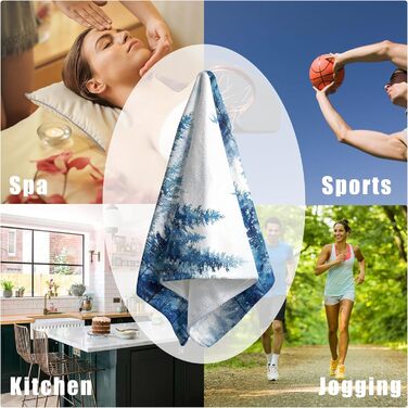 Різдвяні кухонні рушники Kwlegh, рушник для рук, різдвяна ялинка, цукерка-тростина, сніжинка, рушник для пальців, набір з 2 шт. , милий чоловічий банний рушник, високопоглинаючі рушники, 36 x (Сніжний ліс)