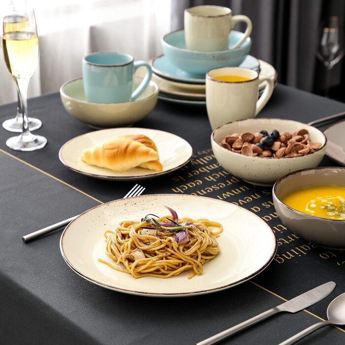 Комбінований сервіз vancasso, набір посуду Navia з кераміки, столовий сервіз із 32 предметів, вінтажний зовнішній вигляд, дизайн природи (набір із 48 предметів, Navia-15)