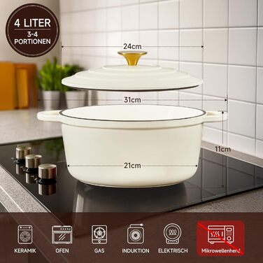 Чавунна форма для запікання емальована з кришкою 24 см,  включаючи 1 пару силіконових рукавичок Nilpferd