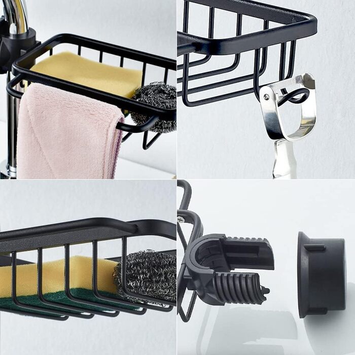 Кухонний органайзер для губок для посуду, чорний Anicy