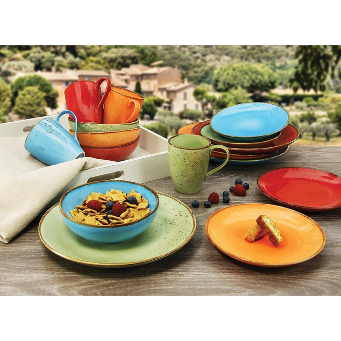 Серія Nature Collection Scandinavia, набір посуду з 16 предметів, комбінований сервіз з керамограніту (16 шт. , Середземномор'я), 19984