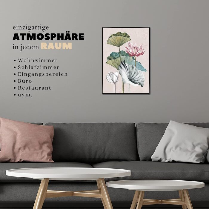 Картина STYLER у рамці Рослини 50 x 70 см I Artbox чорна рамка портретний формат настінна картина рослини квіти малюнок червоний рожевий зелений вітальня спальня офіс настінна прикраса прикраса для дому сучасний елегантний великий