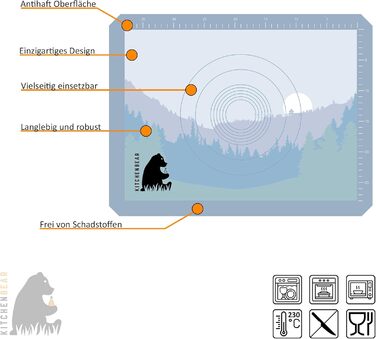 Силіконовий килимок для випічки 43 х 33 см Kitchenbear