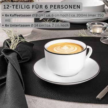 Кавовий сервіз на 6 персон, 12 предметів, білі Marlo Sänger