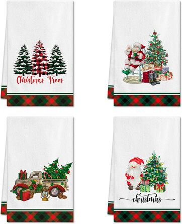 Набір з 4 різдвяних кухонних рушників 45 x 65 см, набір P Ohok