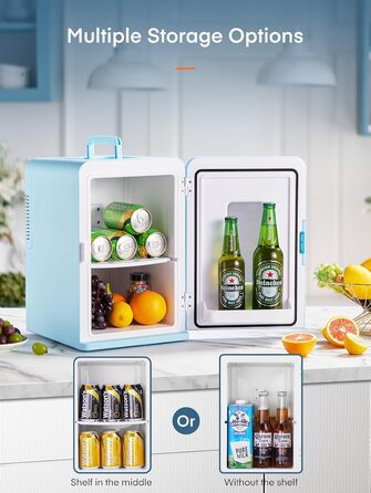 Мини-холодильник с функцией охлаждения 15 л синий FOHERE