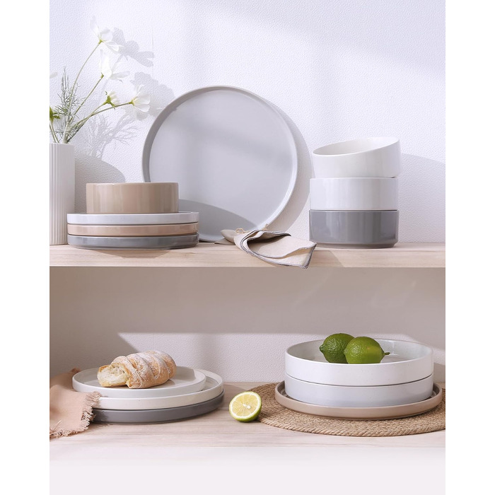 Набір посуду Richmount Nebula для 6 осіб, набір тарілок та мисок із 18 предметів, набір посуду з крапчастої кераміки, можна мити в мікрохвильовій печі та посудомийній машині, сервіз Nebula для 6 осіб (різнокольоровий, сервіз Nebula для 4 осіб)