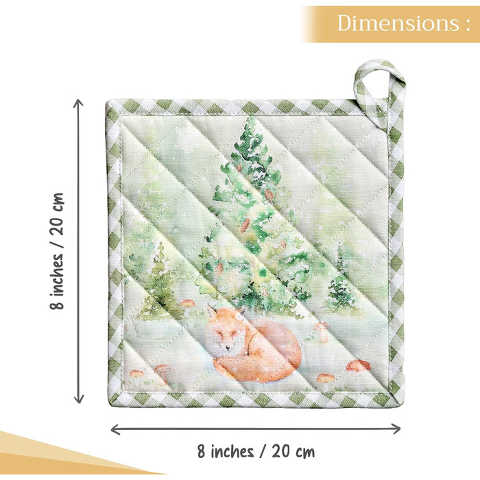 Рукавички для духовки Maison d&39 Hermine, підставки для каструль, 100 бавовна, термостійкі кухонні рукавички, рукавички для духовки (19 см x 33 см) та підставки для каструль (20 см x 20 см) для приготування їжі, Morzine - рукавички для духовки (19 x 33 с