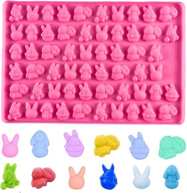 Силіконова форма для випічки, 76 отворів, міні-ялинка та імбирне печиво, цукерки, шоколад, міні-гумова форма для випічки, печиво, пудинг, желе, ласощі для собак (зайчик)