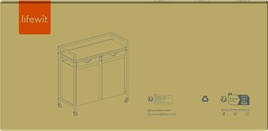 Сворачиваемая корзина для белья Lifewit, 95 л 2 выдвижные корзины для белья с верхней полкой и 2 семными сумками и ручками, сортировщик белья для прачечной, спальни, ванной комнаты и общего номера, черный 76x33,5x78 см Деревенский коричневый черный