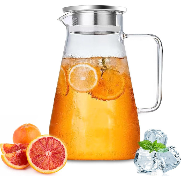 Стеклянный кувшин для воды с крышкой 2,3л Nutabevr