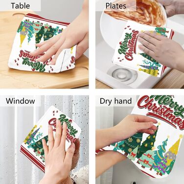 Набір з 2 різдвяних кухонних рушників 31,5 x 34,5 см з петлею для підвішування, Різдвяні ялинки WADORN