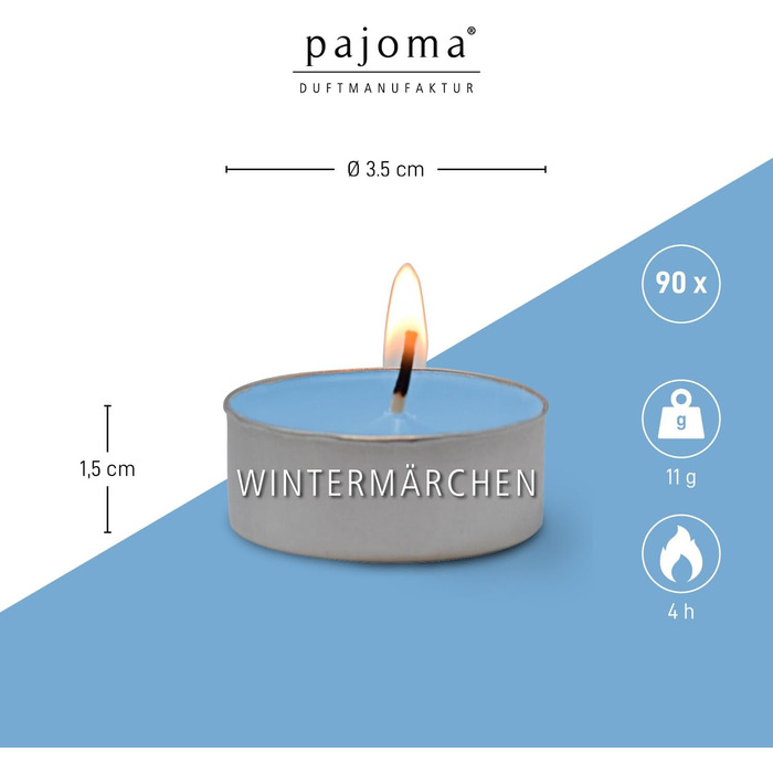 Ароматичних чайних свічок 3x30 шт. ароматичні свічки багато ароматів на вибір висота 1,5 см, Ø 3,5 см (Зимова казка, 3 x 30 шт. у упаковці), 90