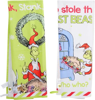 Набір з 2 різдвяних кухонних рушників ‎65 x 65 см The Grinch