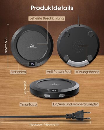 Подогреватель чашек с автоматическим выключением 2-12 часов, черный MXMZHXU