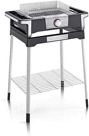 Электрический гриль SEVERIN SENOA DigitalBOOST для внутренних и наружных работ, настольный гриль с быстрым запуском гриля до 500 C, балконный гриль с поверхностью SafeTouch, нержавеющая сталь/черный, PG 8114 (отдельностоящий гриль с поворотным управлением