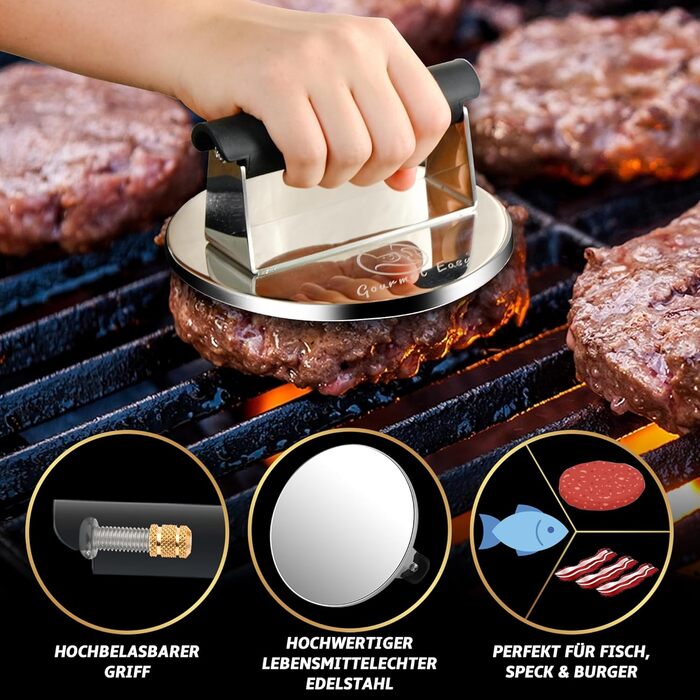 Прес для бургерів з ручкою, нержавіюча сталь Gourmet Easy