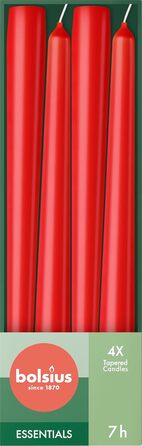 Набір з 32 конічних свічок 2,4 x 24,5 см, червоний Essentials Bolsius