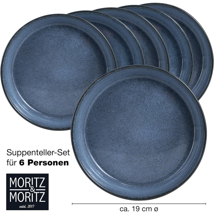 Набір посуду Moritz & Moritz VIDA з 18 предметів 6 осіб Елегантний набір тарілок з високоякісної порцеляни посуд, що складається з 6 обідніх тарілок, 6 десертних тарілок, 6 тарілок для супу (6 тарілок для супу)