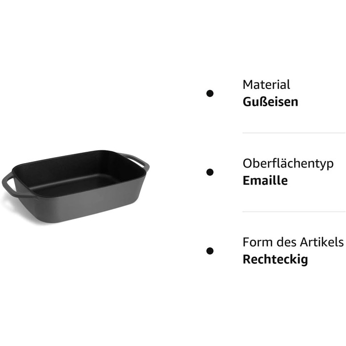 Чугун с крышкой 33,5 x 13 см, эмалированная форма для выпечки, форма для выпечки хлеба - (форма для запекания, серая)