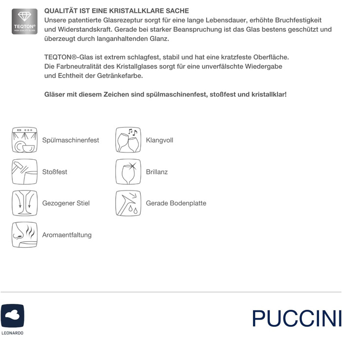 Келихи для рислінгу LEONARDO HOME PUCCINI (набір з 6 шт.) Келихи для вина, стійкі до подряпин (400 мл) Можна мити в посудомийній машині та довговічні Вічні келихи для білого вина Сучасний дизайн Келих для рислінгу Puccini 069540 6 келихів (келих для шампа