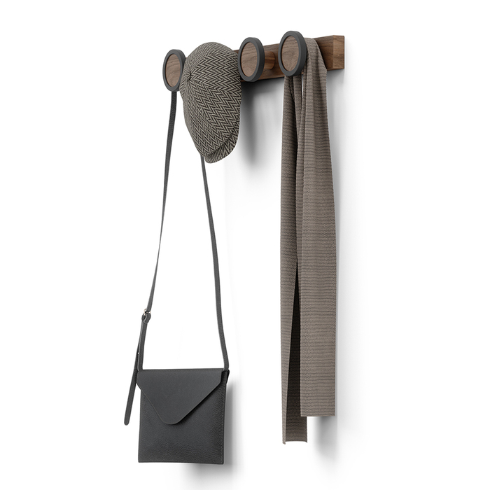 Вішалка настінна на 4 гачка темний горіх Hub Rail Umbra