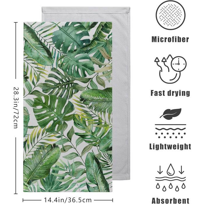 Різдвяні кухонні рушники Kwlegh, рушник для рук, різдвяна ялинка, цукерка-тростина, сніжинка, рушник для пальців, набір з 2 шт. , милий чоловічий банний рушник, високопоглинаючі рушники, 36 шт. (тропічне листя)