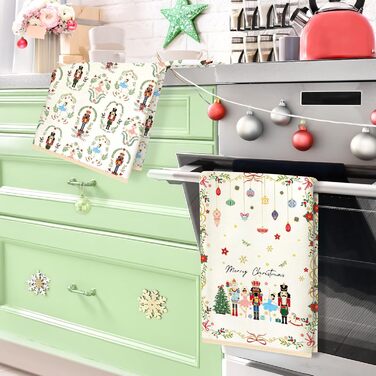 Набір з 2 різдвяних кухонних рушників 60 x 40 см Лускунчики Arquiel