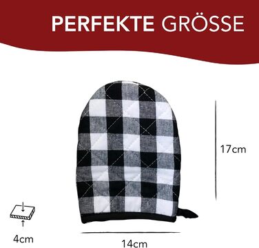 Рукавички для духовки AMRAMI термостійкі, набір бавовняних рукавичок для приготування їжі та випічки, 2 рукавички для духовки, що праються (червоно-чорні в клітинку) (чорно-білі в клітинку)